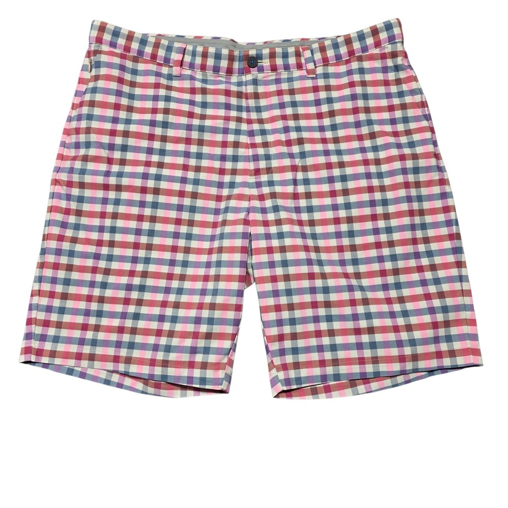 Tommy Bahama Boracay Plaid Shorts Mens 42 Pink Multi Gingham Stretch Golf Casual